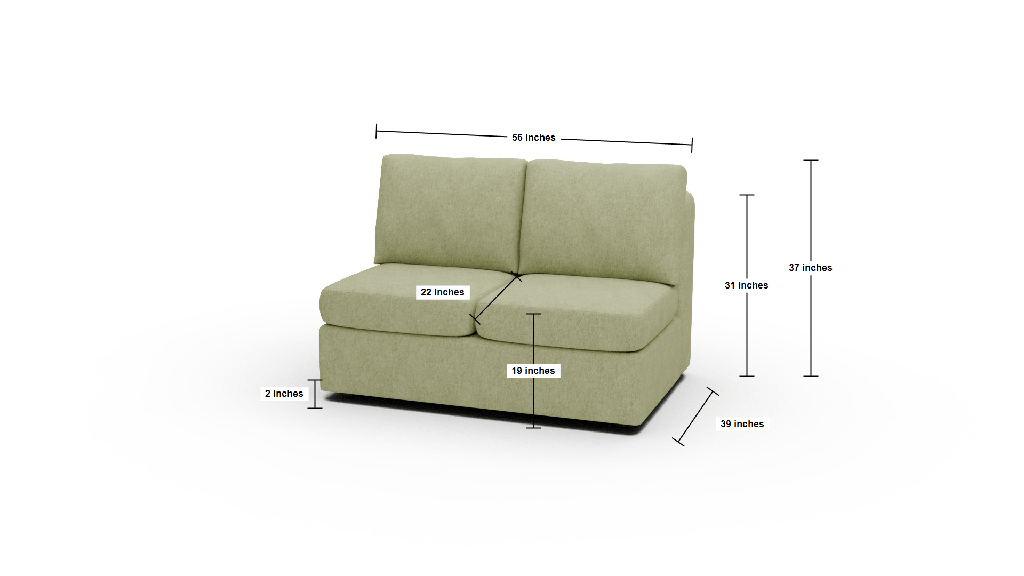 Parmer Armless Loveseat - Dimensions
