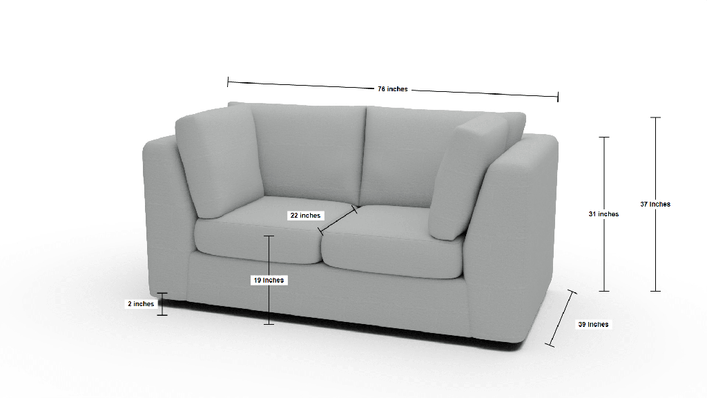 Parmer 76" Loveseat - Dimensions
