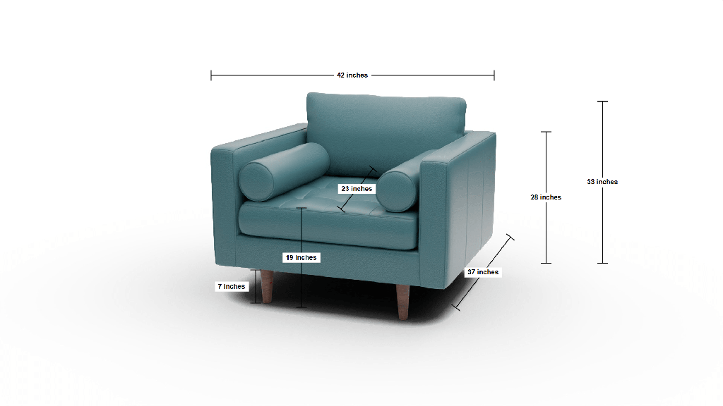 Ladybird 42" Leather Arm Chair - Dimensions