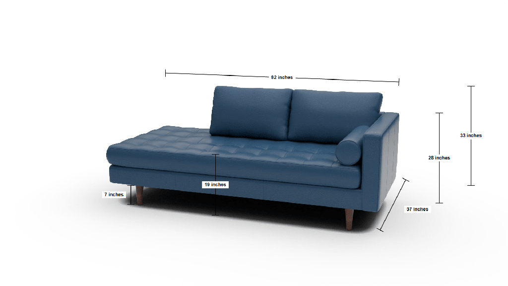 Ladybird 82" Leather RAF Stand Alone Chaise - Dimensions