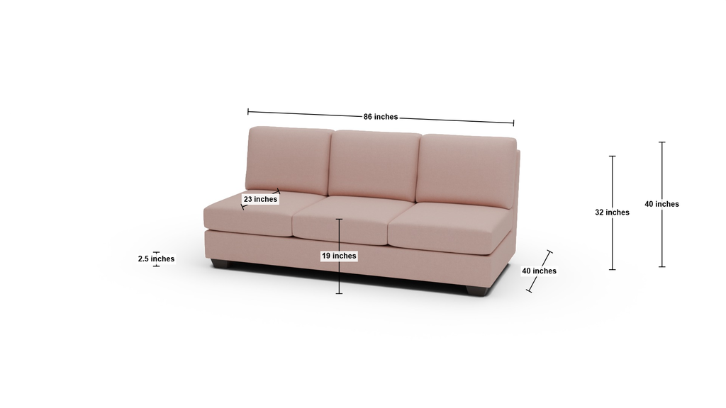 Manor Armless Sofa - Dimensions