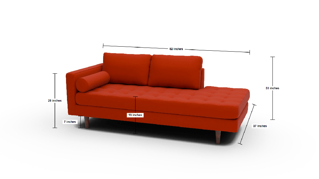 Ladybird 82" LAF Stand Alone Chaise - Dimensions