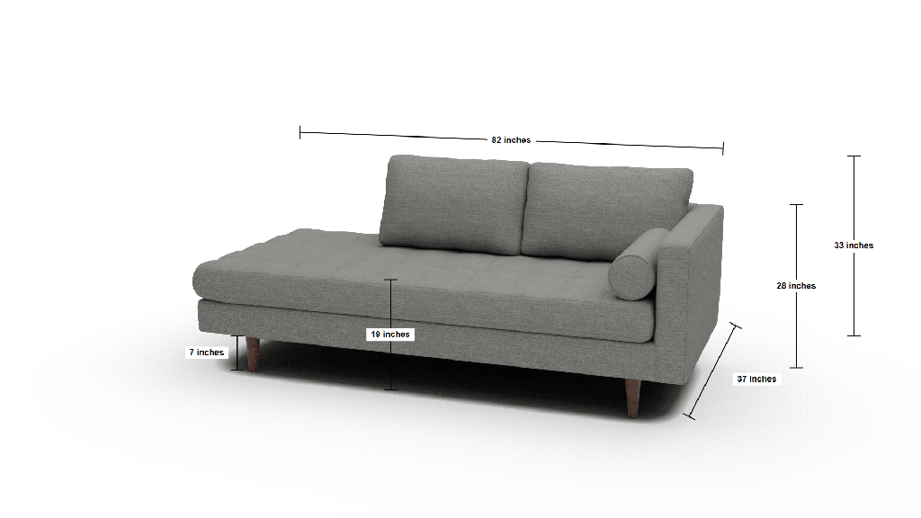 Ladybird 82" RAF Stand Alone Chaise - Dimensions