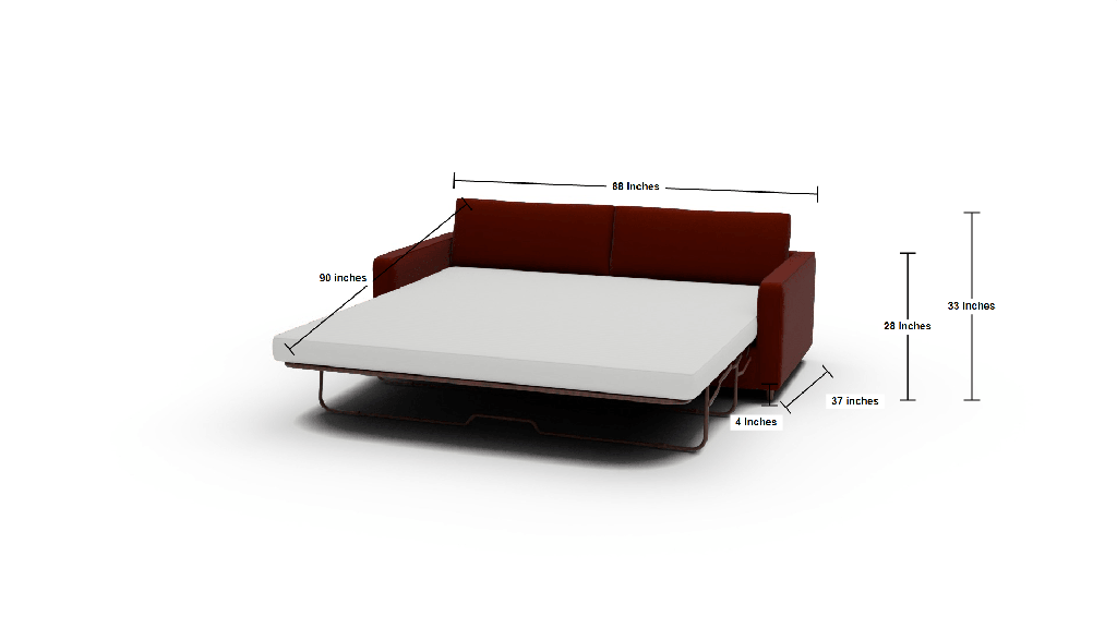 Ladybird 88" Queen Sleeper Sofa - Dimensions