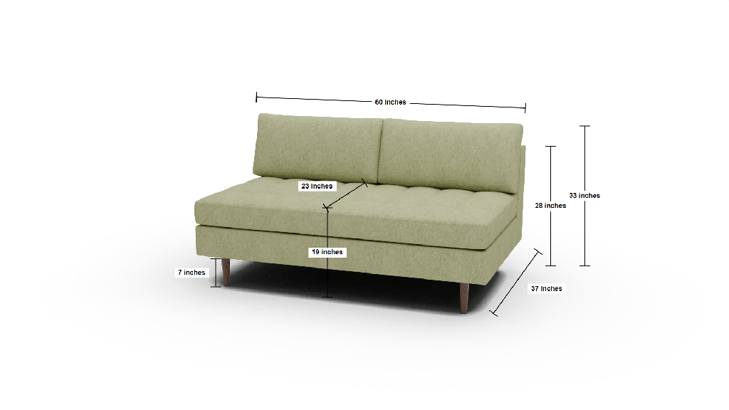 Ladybird Armless Loveseat - Dimensions