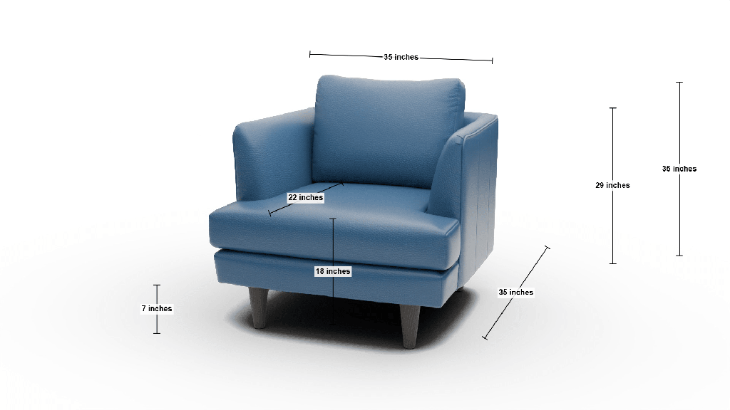 Rainey 35" Leather Arm Chair - Dimensions