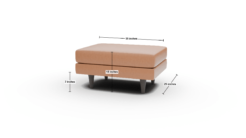 Rainey Leather Ottoman - Dimensions