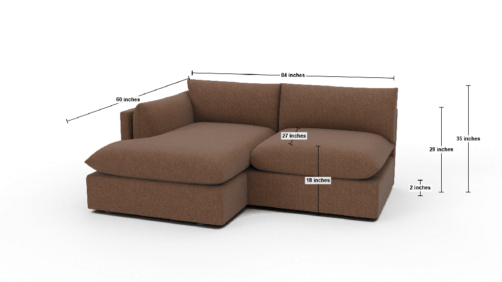 SoCo 84" LAF Arm Reversible Chaise Sofa - Dimensions