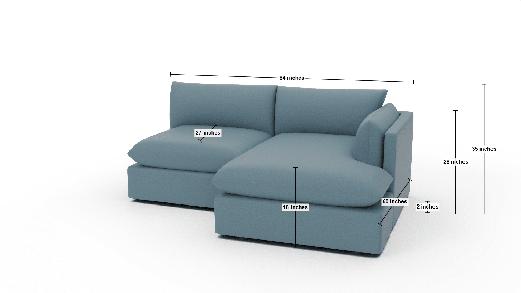 SoCo 84" RAF Arm Reversible Chaise Sofa - Dimensions