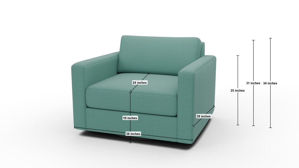 Track 36" Swivel Arm Chair - Dimensions
