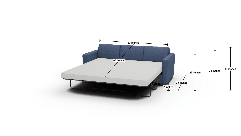 Track 87" Queen Sleeper Sofa - Dimensions