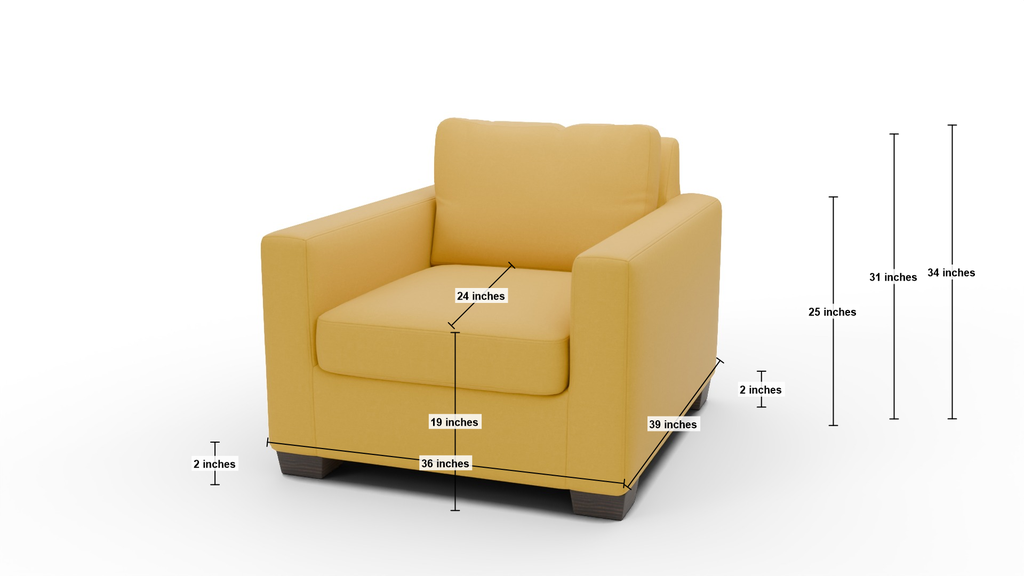 Track 36" Arm Chair - Dimensions