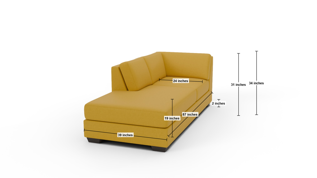 Track Laf Bumper Chaise - Dimensions