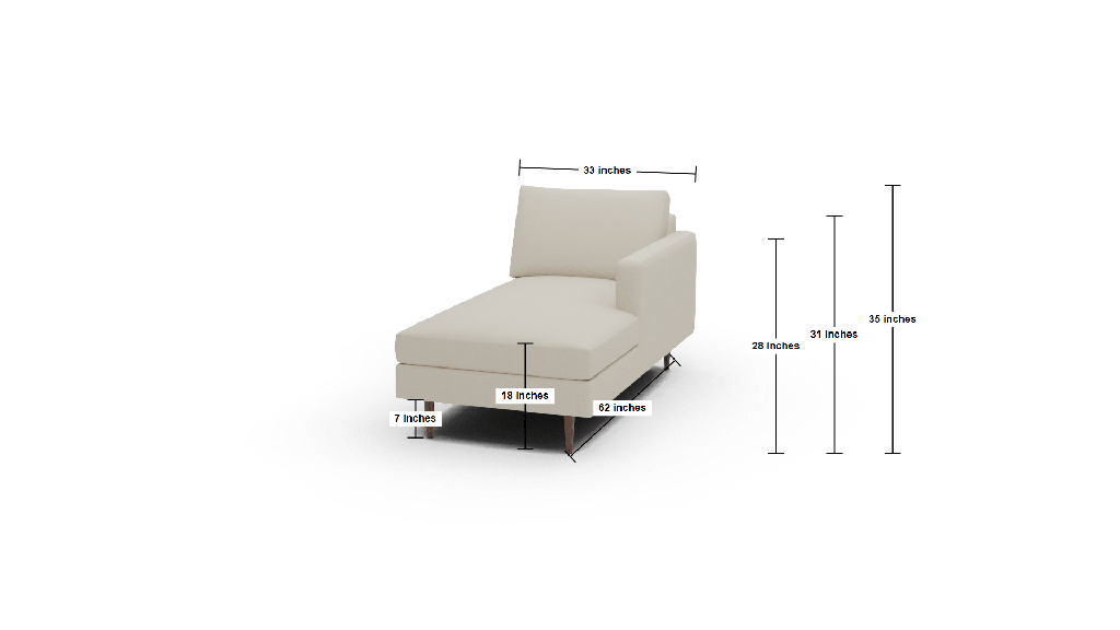 Wallace Untufted Raf Chaise - Dimensions