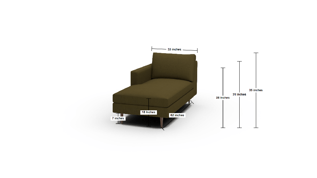 Wallace Untufted Laf Chaise - Dimensions