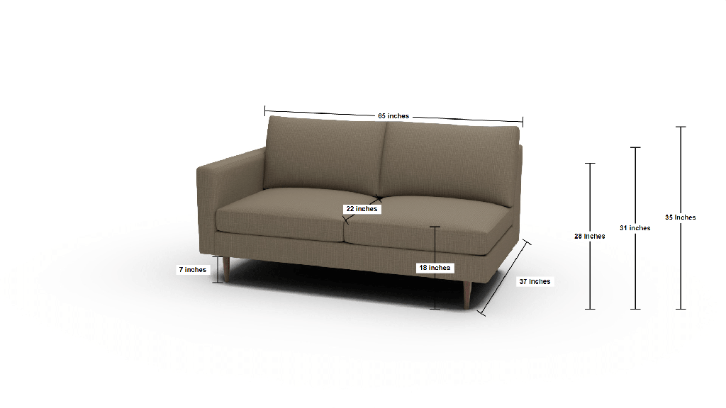Wallace Untufted Laf Condo Sofa - Dimensions