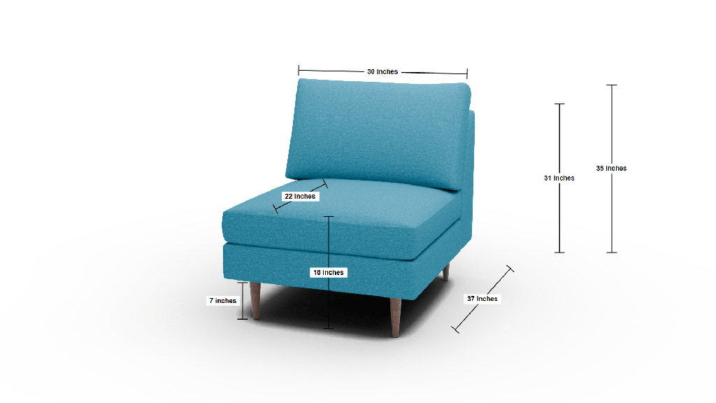 Wallace Untufted Armless Chair - Dimensions