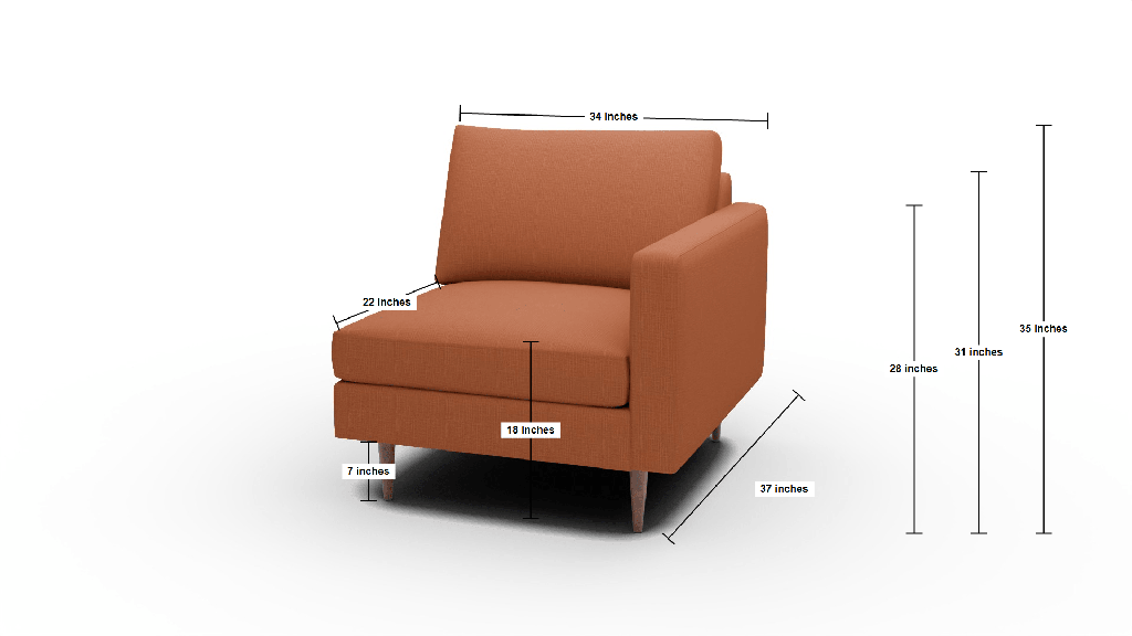 Wallace Untufted Raf Chair - Dimensions