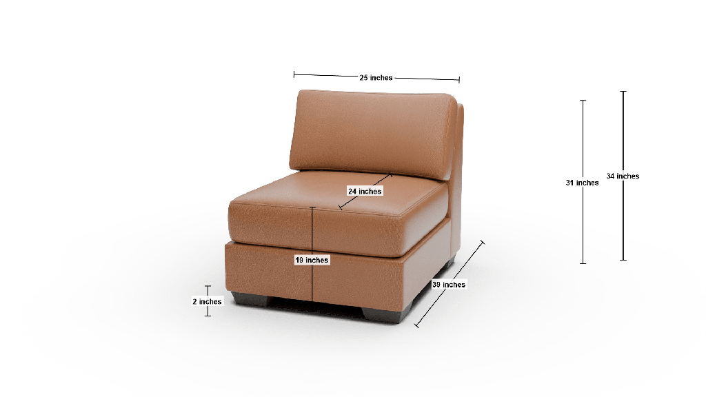 Track Leather Armless Chair - Dimensions