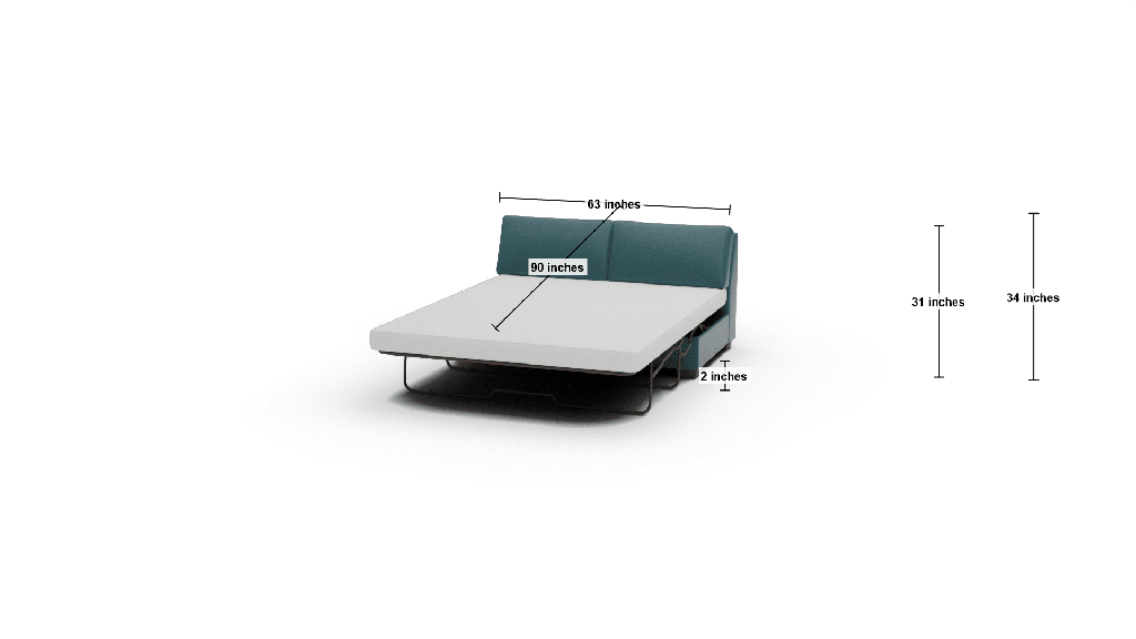 Track Leather Armless Full Sleeper Loveseat - Dimensions