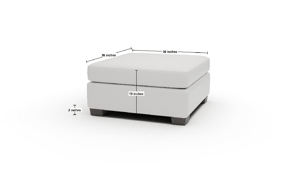 Track Leather Cocktail Ottoman - Dimensions