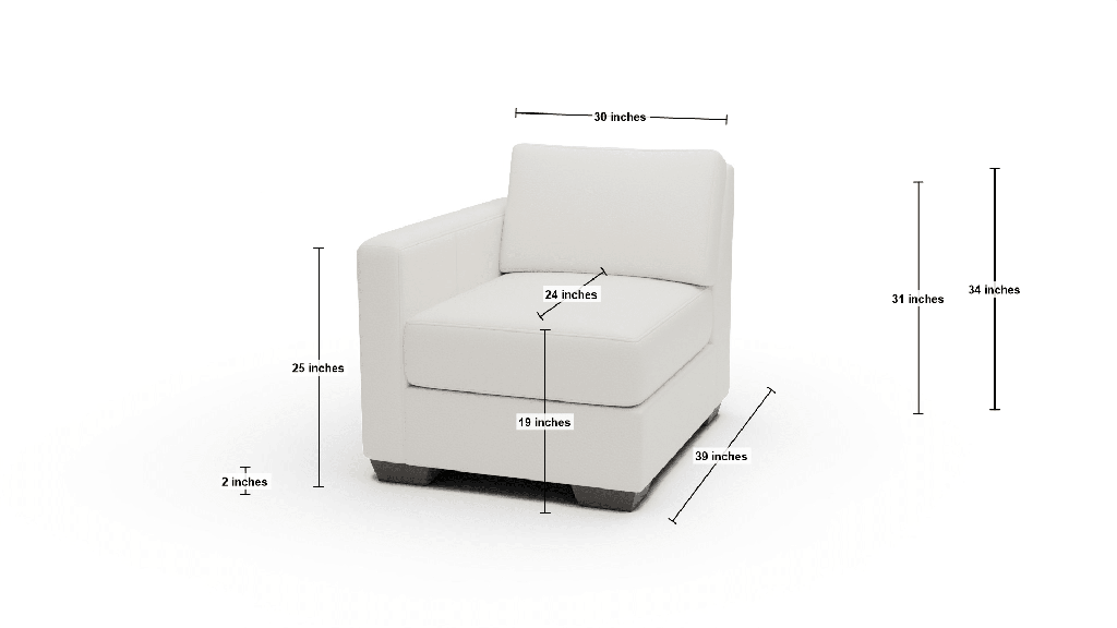 Track Leather Laf Chair - Dimensions