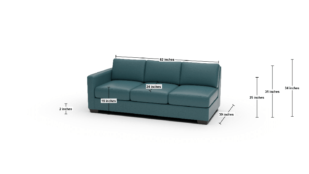 Track Leather LAF Sofa - Dimensions