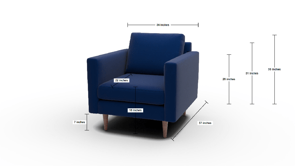 Wallace 34" Untufted Arm Chair - Dimensions