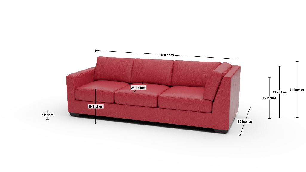 Track Leather LAF Corner Sofa - Dimensions