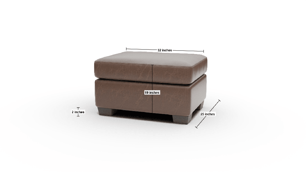 Track Leather Ottoman - Dimensions