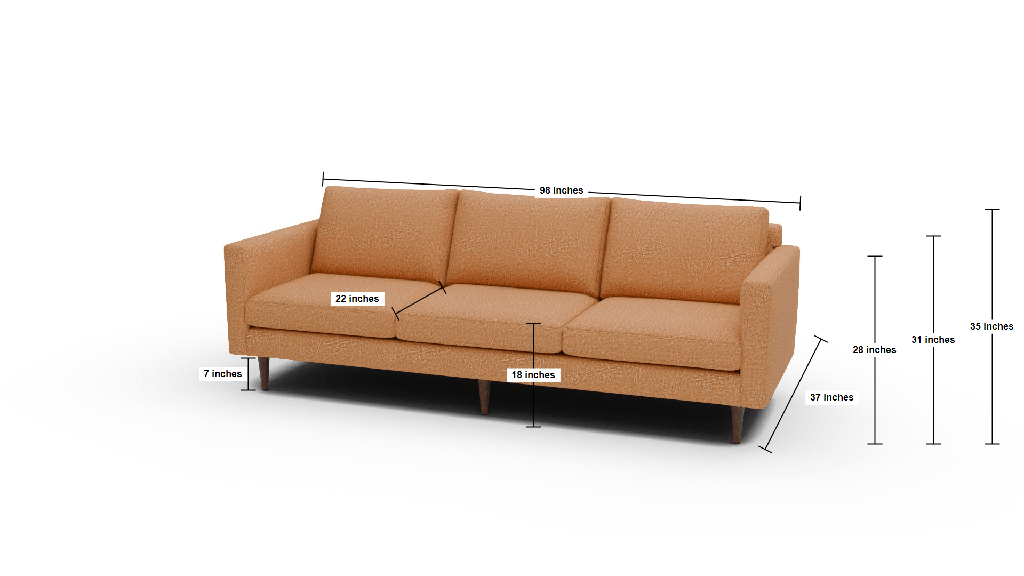 Wallace 98" Untufted Estate Sofa - Dimensions