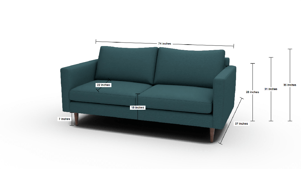 Wallace 74" Untufted Apartment Sofa - Dimensions