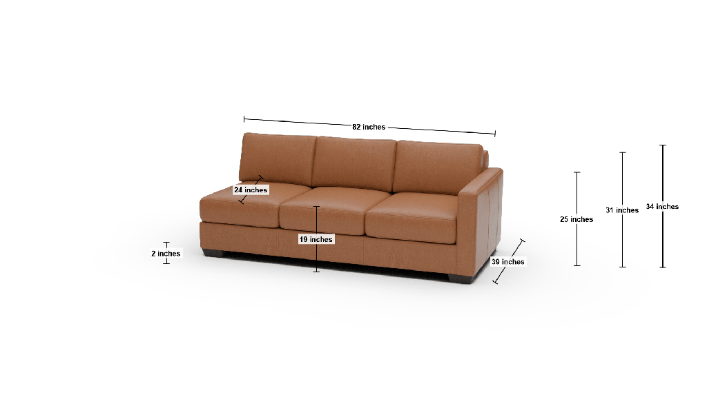 Track Leather Raf Sofa - Dimensions