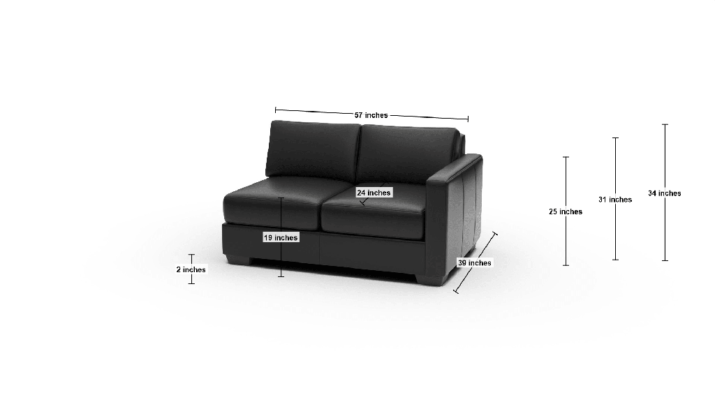 Track Leather RAF Loveseat - Dimensions