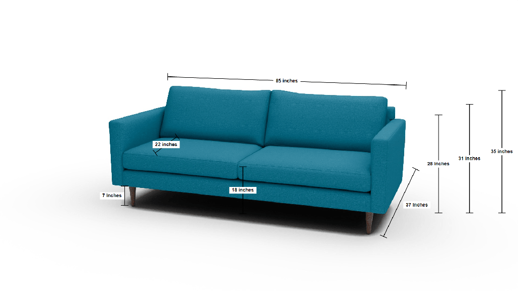 Wallace 85" Untufted Sofa - Dimensions