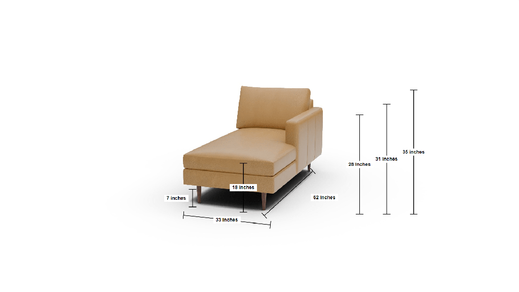 Wallace Leather Untufted Raf Chaise - Dimensions