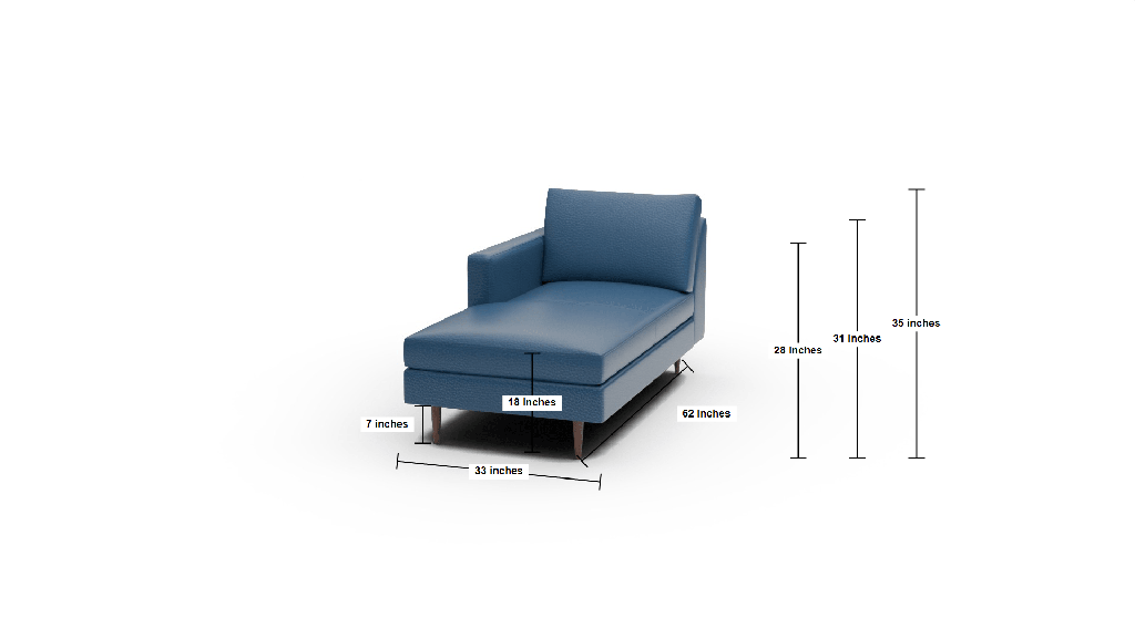 Wallace Leather Untufted Laf Chaise - Dimensions