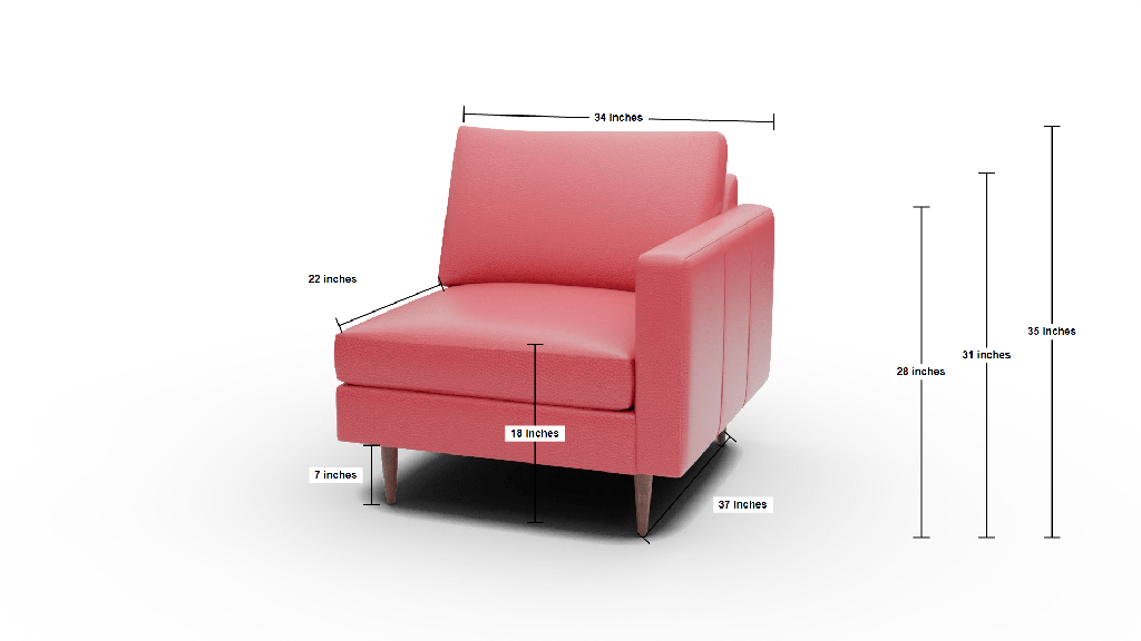 Wallace Leather Untufted Raf Chair - Dimensions