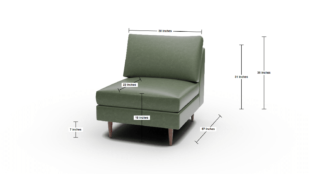Wallace Leather Untufted Armless Chair - Dimensions