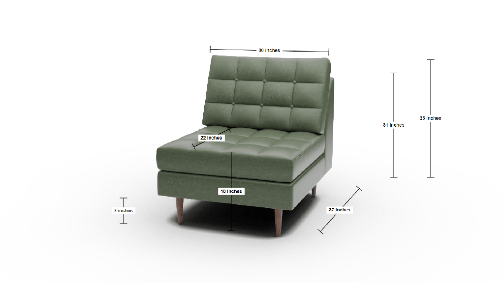 Wallace Leather Armless Chair - Dimensions