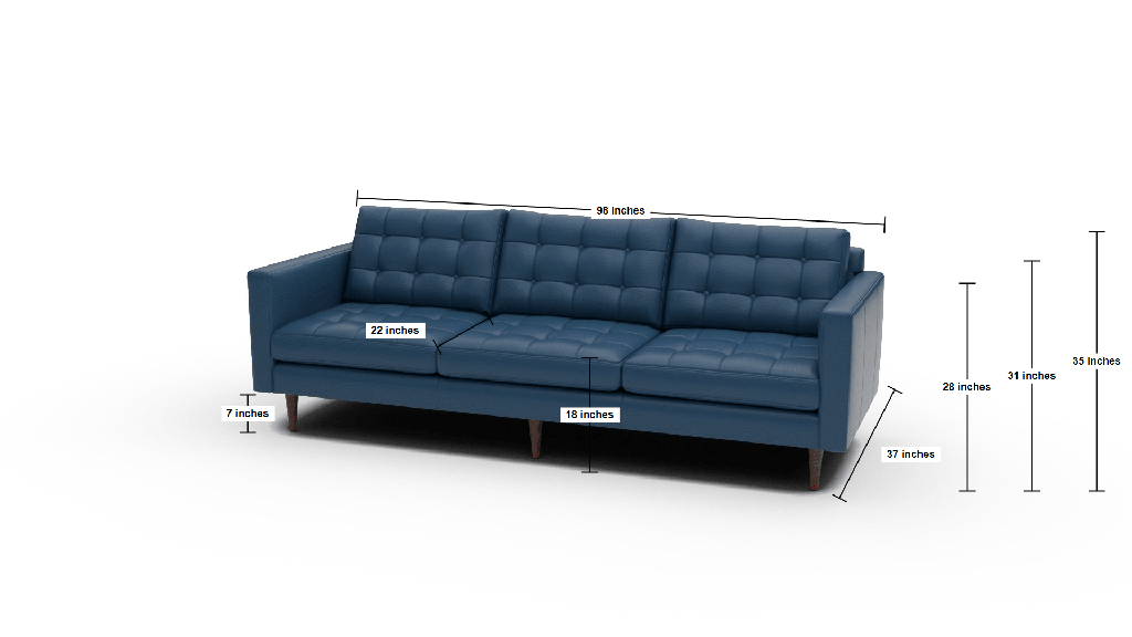 Wallace 98" Leather Estate Sofa - Dimensions
