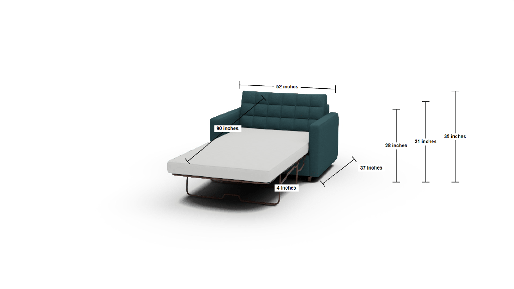 Wallace 52" Twin Sleeper Chair - Dimensions