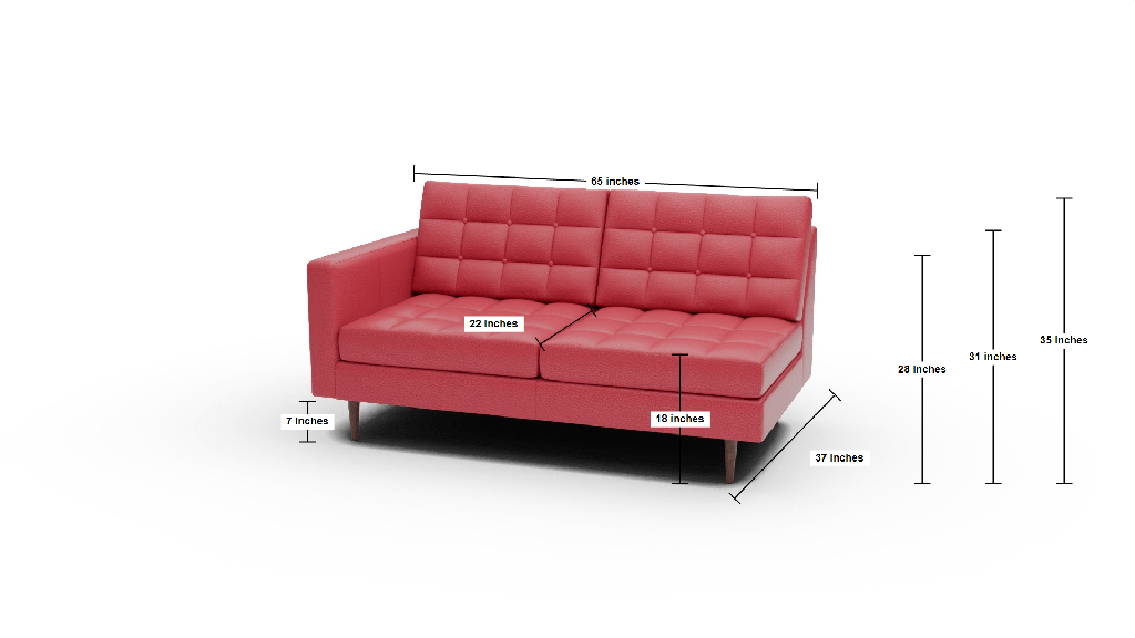 Wallace Leather Laf Condo Sofa - Dimensions