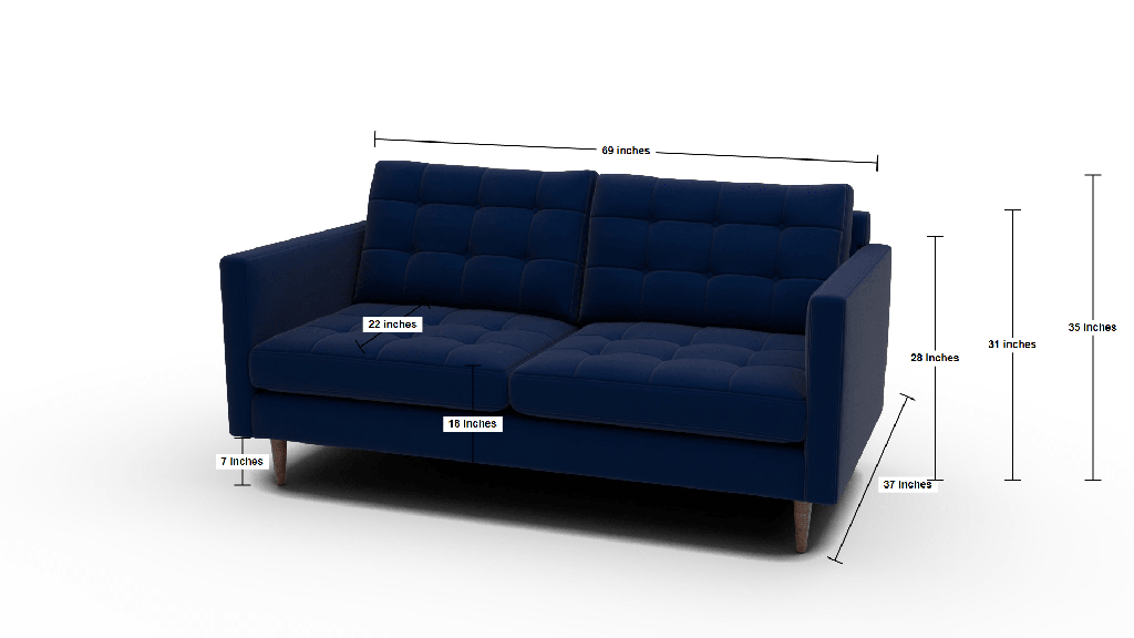 Wallace 69" Loveseat - Dimensions