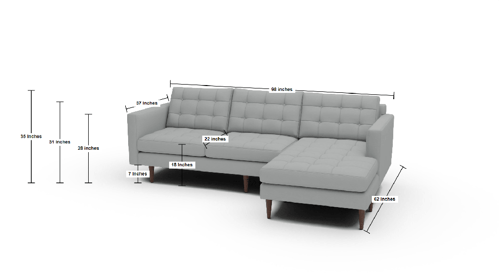 Wallace 98" Reversible Chaise Sofa - Dimensions