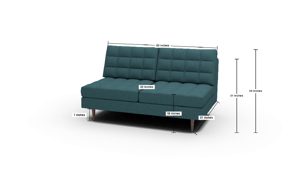Wallace Armless Loveseat - Dimensions