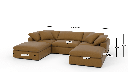 Fluffy 133.5" 3 Piece Sofa W/Double Ottoman - Dimensions
