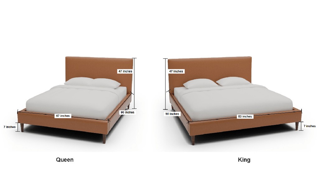 Wallace Leather Untufted King & Queen Bed - Dimensions