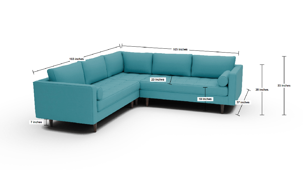 Ladybird 103" Corner Sectional - Dimensions