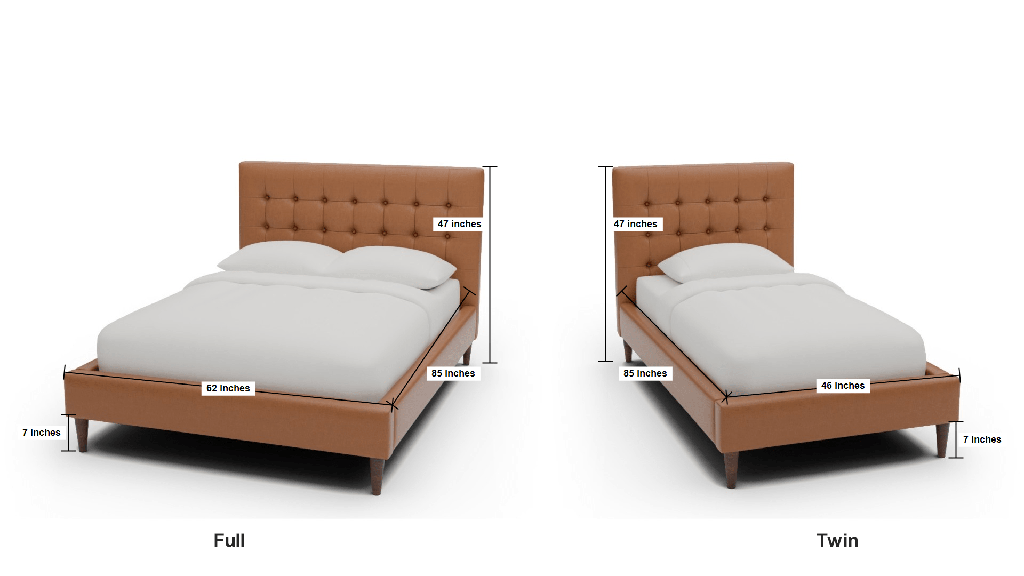 Wallace Leather Tufted Full & Twin Bed - Dimensions